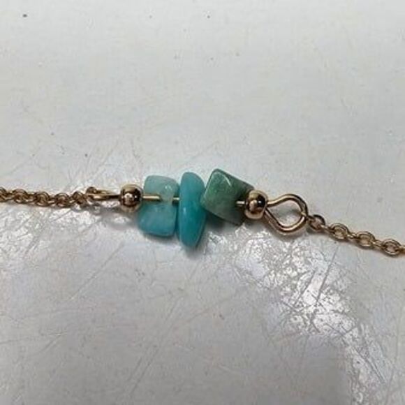 NWT Viva Life Jewelry Good Energy Aqua Tone Natural Stone Necklace 16"L - Picture 3 of 4